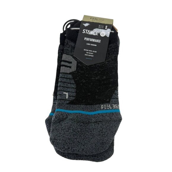 Stance Performance Run Wool Tab ST Low Cut Socks Black Grey Small A248A20RWT - Picture 2 of 11